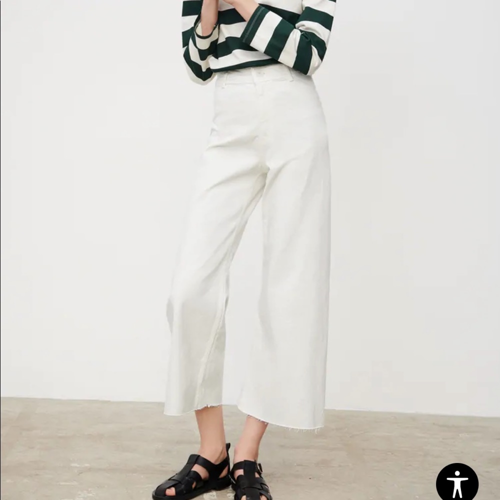 zara marine white straight leg jeans